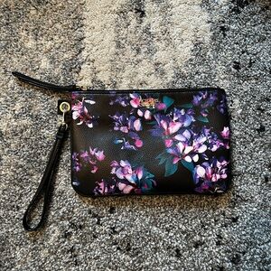 Victoria's Secret Floral Wristlet Bag - Black and Purple